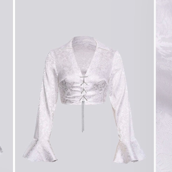 NWT white satin long sleeve - Picture 1 of 1